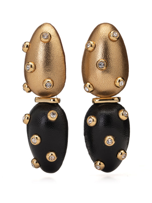 Brinco Convexo Duo Preto e Dourado